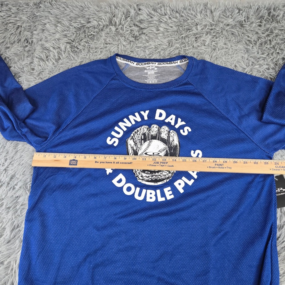 Boombah Mens Large Blue Sunny Days Double Plays Long Sleeve Athletic Shirt NEW - Picture 3 of 6